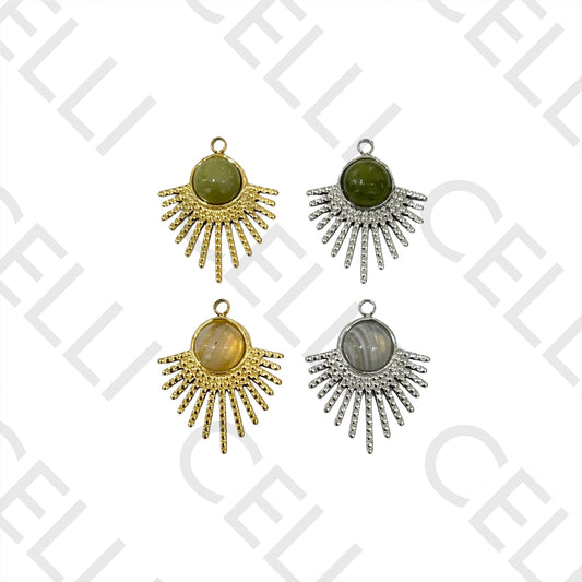 Medalha de Aço com Pedra Natural