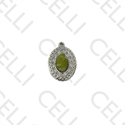 Medalla de Acero con Piedra Natural - ovalada