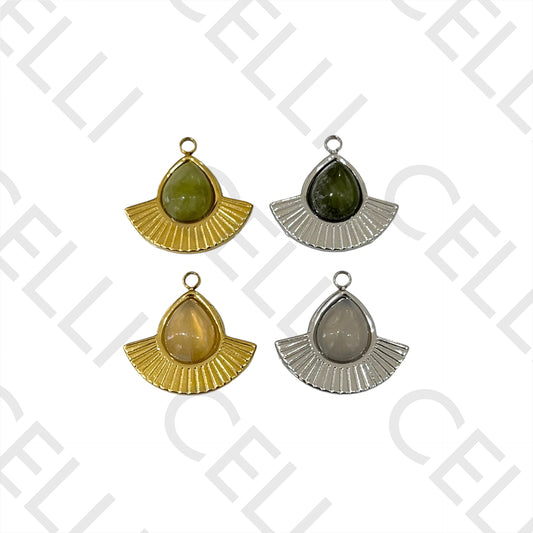 Medalha de Aço com Pedra Natural