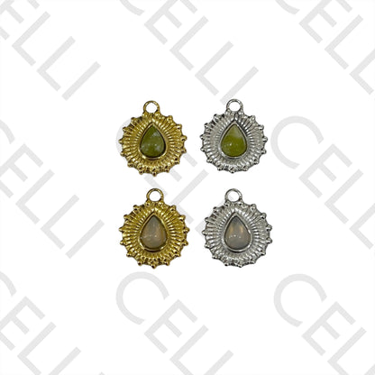 Medalha de Aço com Pedra Natural