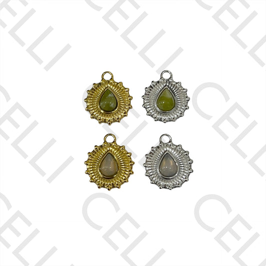 Medalha de Aço com Pedra Natural