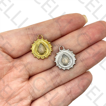 Medalha de Aço com Pedra Natural