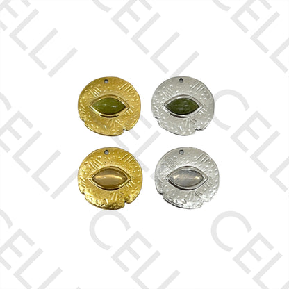 天然石不锈钢奖章 - 眼形