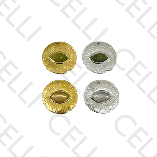 Medalha de Aço com Pedra Natural - olho