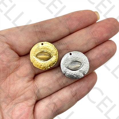 天然石不锈钢奖章 - 眼形