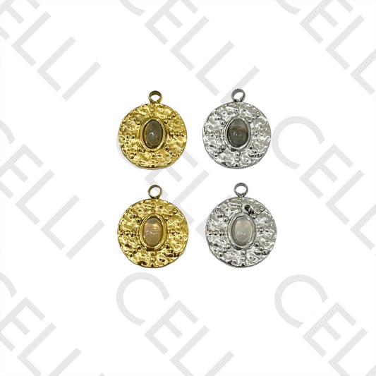 Medalha de Aço com Pedra Natural