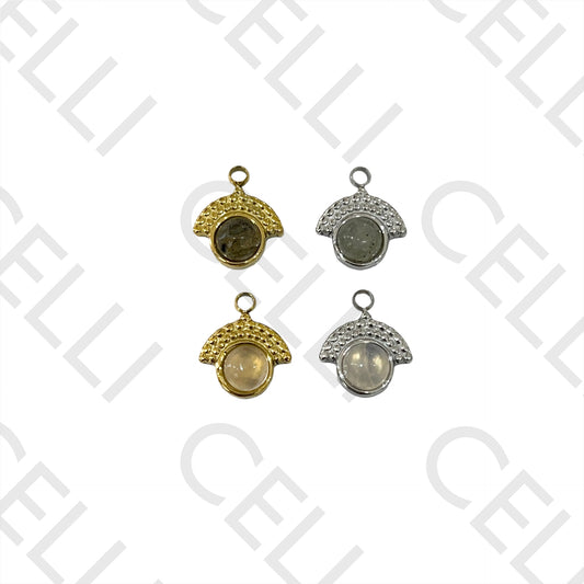 Medalha de Aço com Pedra Natural