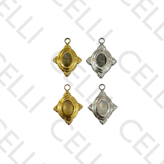 Medalha de Aço com Pedra Natural