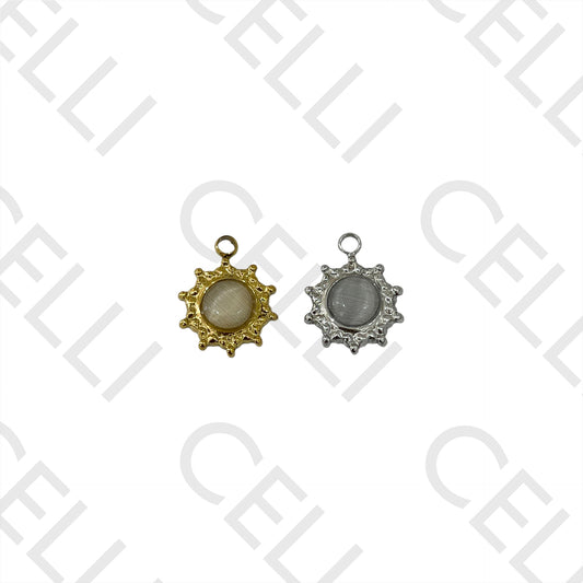 Medalha de Aço com Pedra Natural