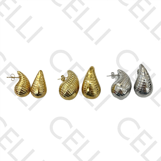 钢制耳环 - 条纹水滴