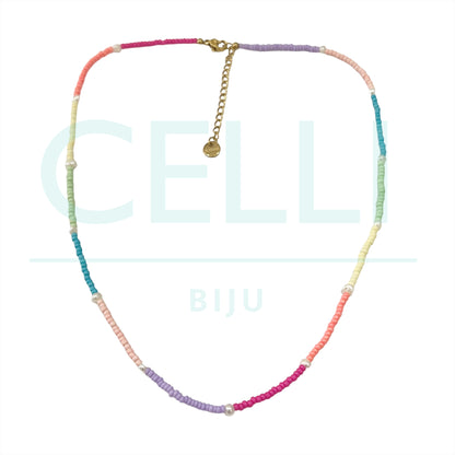 Colar / Pulseira de Aço com pérolas de água doce e missangas miyuki