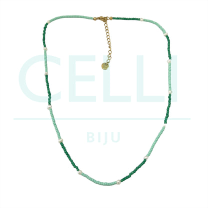 Colar / Pulseira de Aço com pérolas de água doce e missangas miyuki