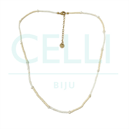 Colar / Pulseira de Aço com pérolas de água doce e missangas miyuki