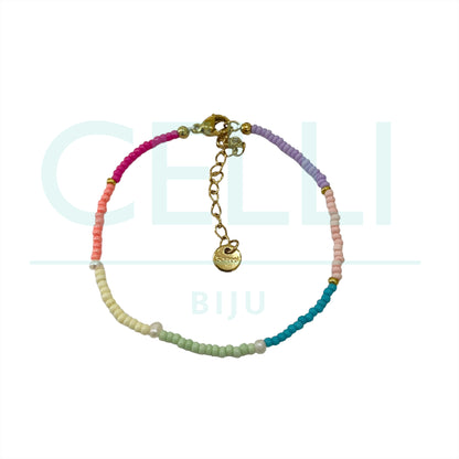 Colar / Pulseira de Aço com pérolas de água doce e missangas miyuki