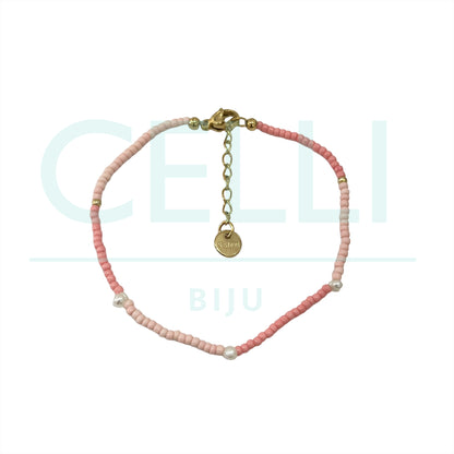 Colar / Pulseira de Aço com pérolas de água doce e missangas miyuki