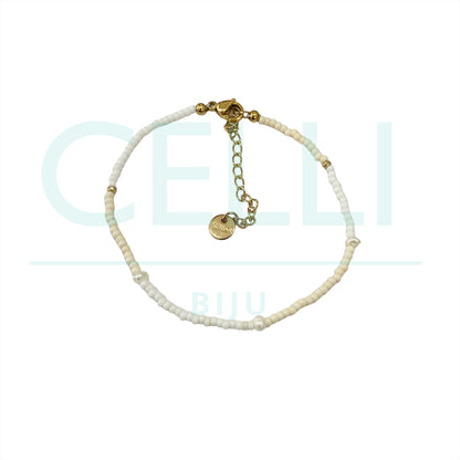 Colar / Pulseira de Aço com pérolas de água doce e missangas miyuki