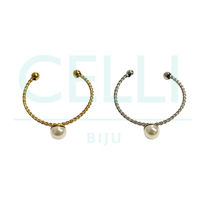 Steel Ring - Thin with Pearl