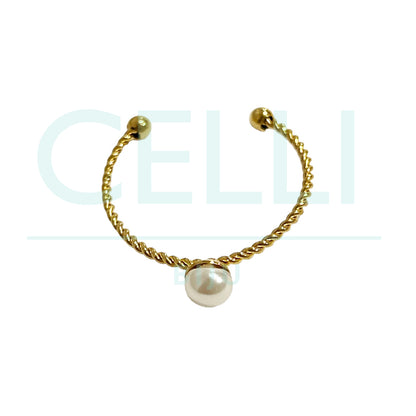 Steel Ring - Thin with Pearl