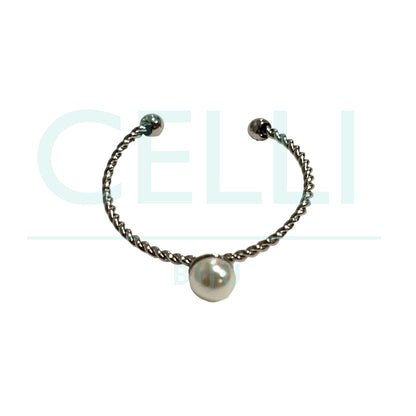Steel Ring - Thin with Pearl