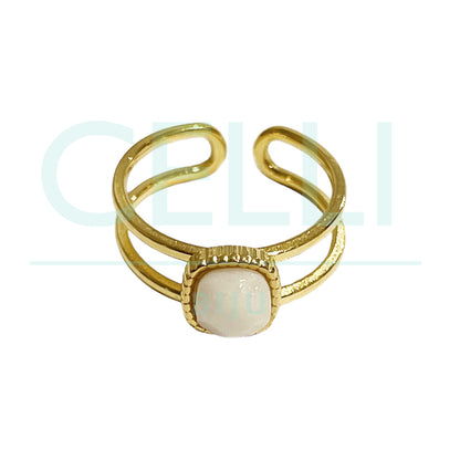 Steel Ring - Natural Stone