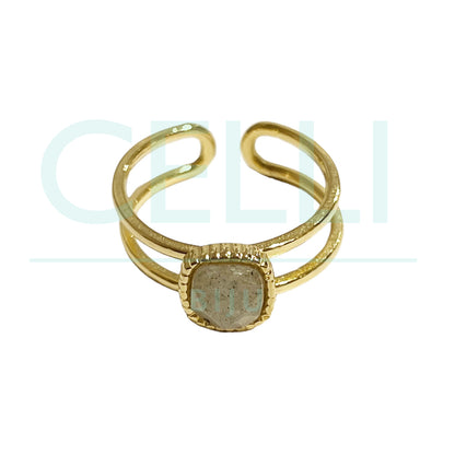 Steel Ring - Natural Stone