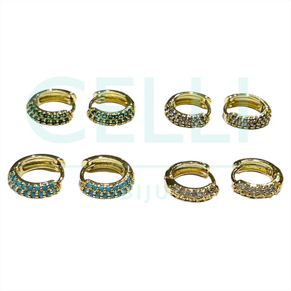 Brinco de Ródio com Zircônias - argola colorida