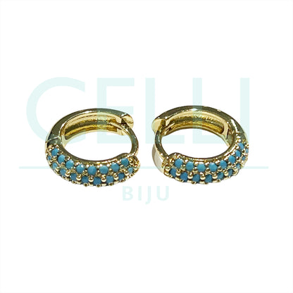 Brinco de Ródio com Zircônias - argola colorida