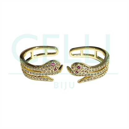 Earcuff de Ródio com Zircônias - cobra