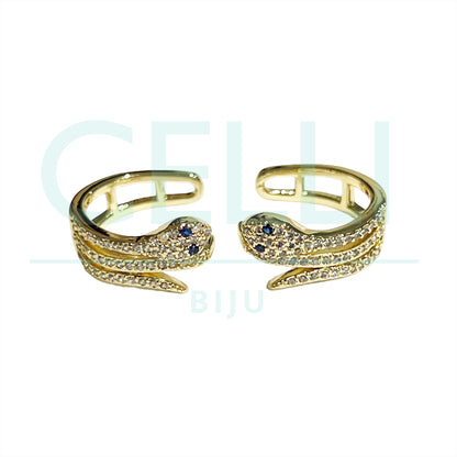 Earcuff de Ródio com Zircônias - cobra