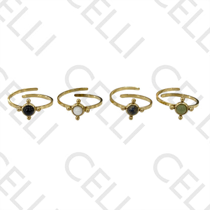 Anel de Aço - pedra natural redondo