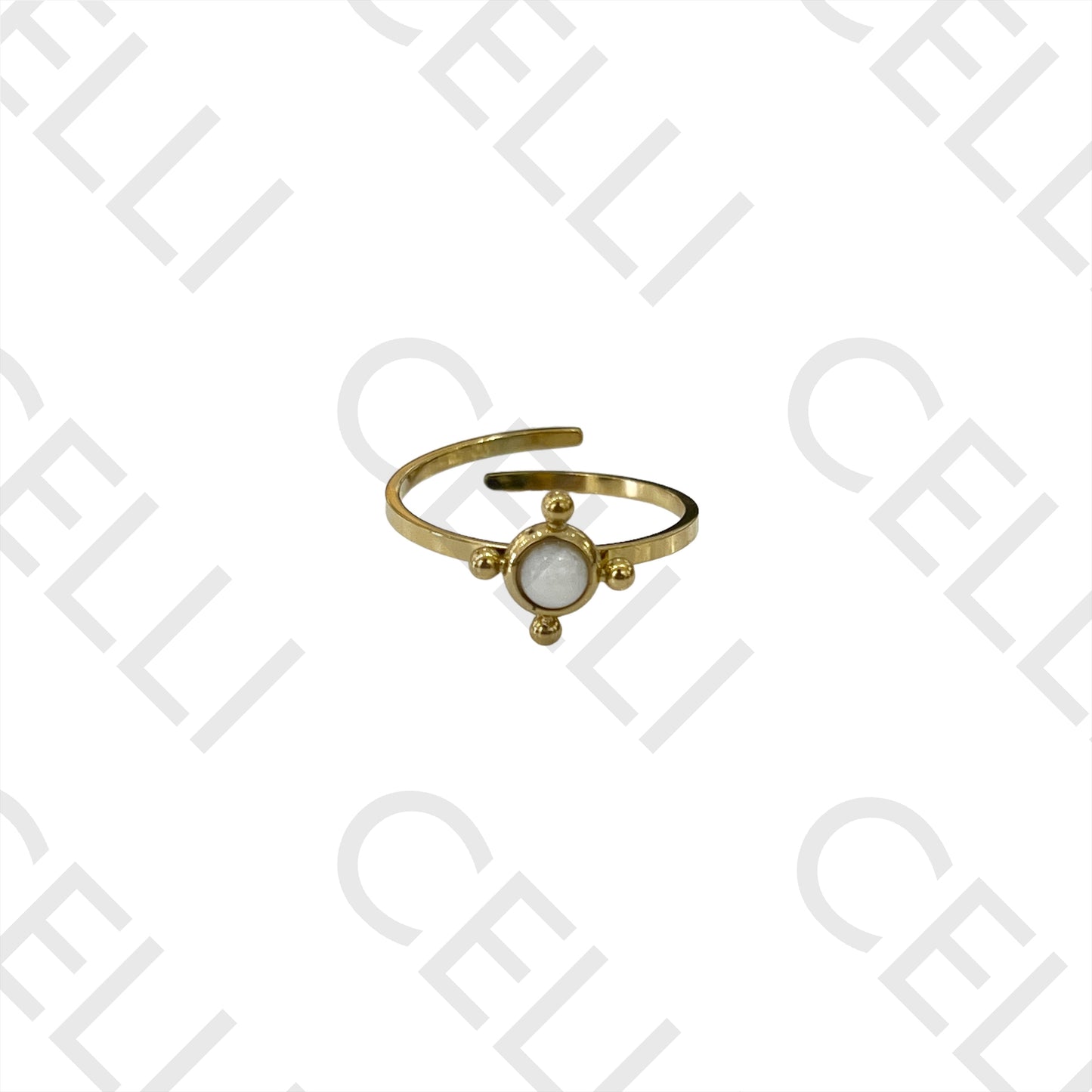 Anel de Aço - pedra natural redondo