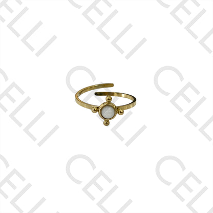 Anel de Aço - pedra natural redondo