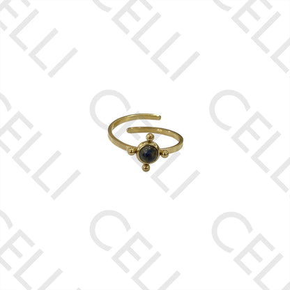 Anel de Aço - pedra natural redondo