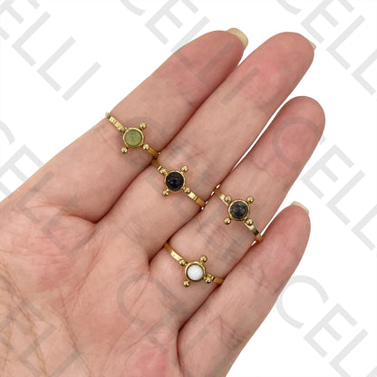 Anel de Aço - pedra natural redondo