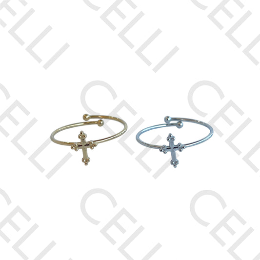 Anel de Aço - mini cruz