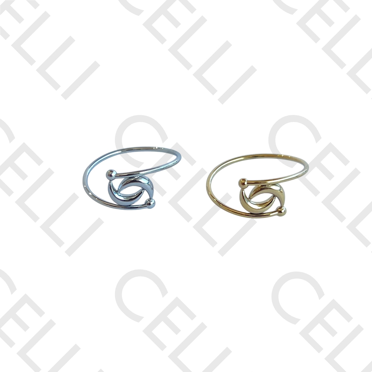 Anel de Aço - duas meia lua