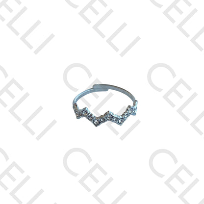 Steel Ring - zig-zag with brilliants