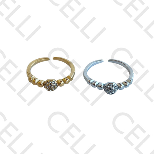 Anel de Aço - bola com brilhantes