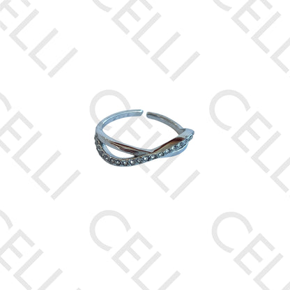 Anel de Aço - cruzado com brilhantes