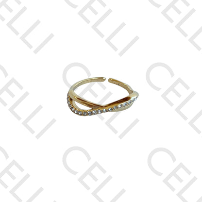 Anel de Aço - cruzado com brilhantes