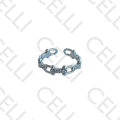 Anel de Aço - corrente com brilhantes