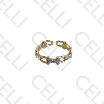 Anel de Aço - corrente com brilhantes