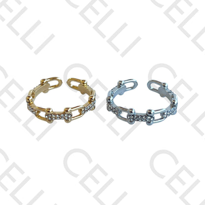 Anel de Aço - corrente com brilhantes