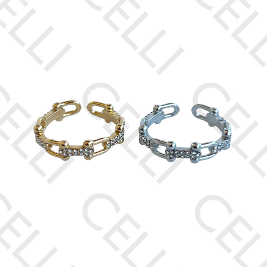 Anel de Aço - corrente com brilhantes