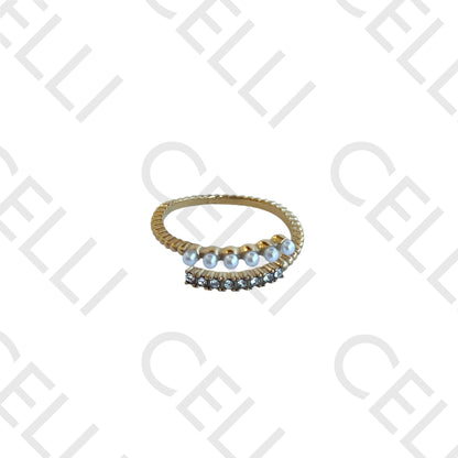 Steel Ring - with diamonds and pearls