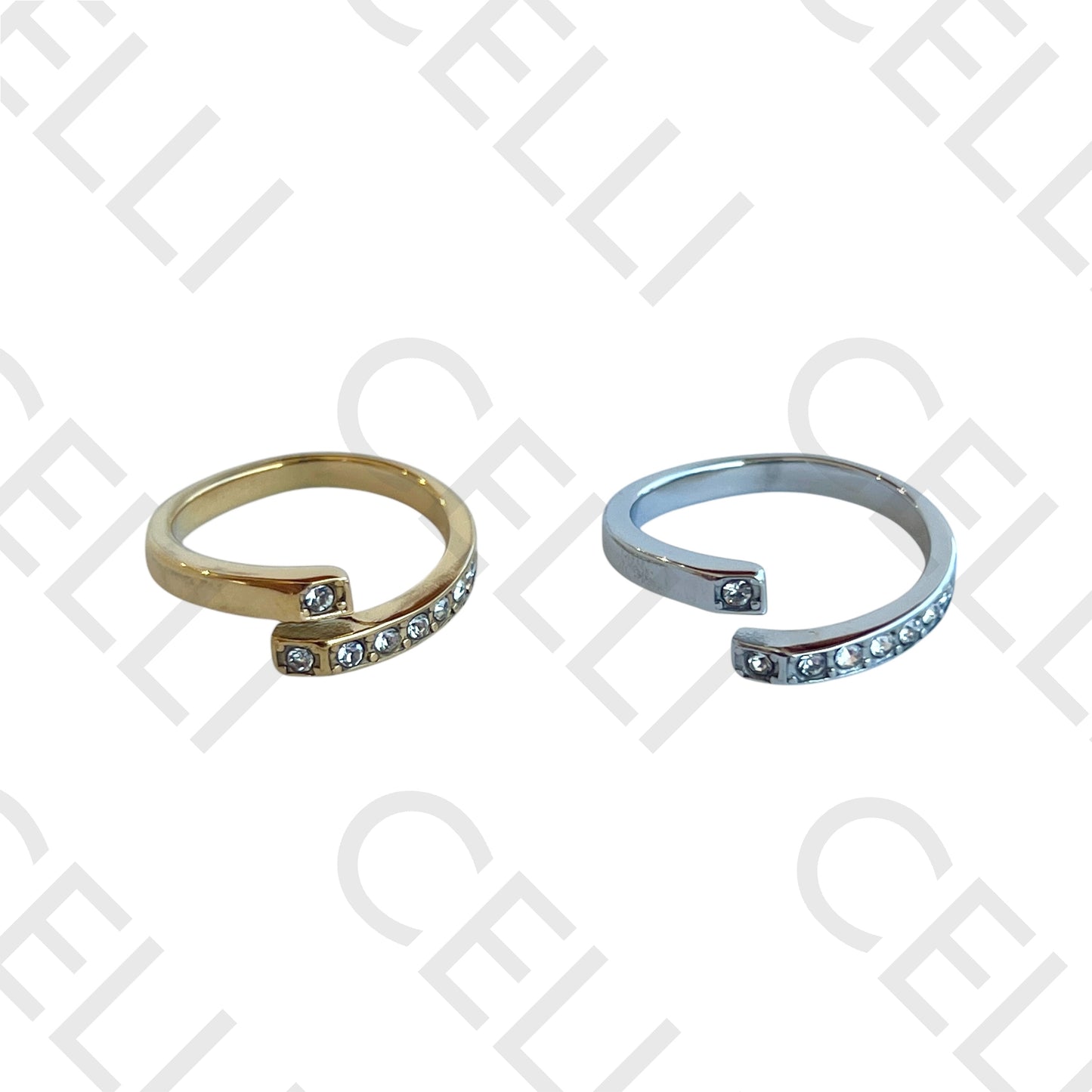 Steel Ring - with diamonds