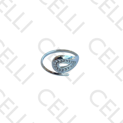 Steel Ring - teardrop with brilliants