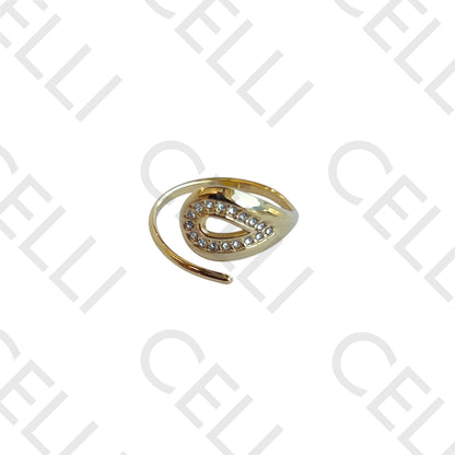 Steel Ring - teardrop with brilliants