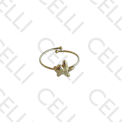 Anel de Aço - mini estrela do mar e concha