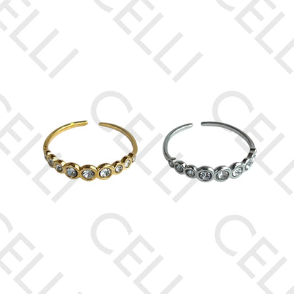 Steel Ring - circles with brilliants